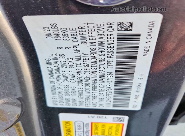 2HGFE2F5XPH571934 2023 HONDA CIVIC Charcoal Widok komory silnika