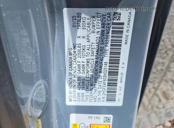 2HGFE4F80SH325148 2025 HONDA CIVIC Gray Engine compartment view