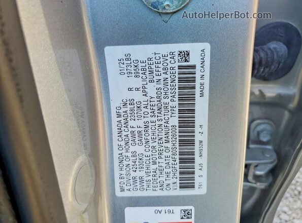 2HGFE4F80SH326008 2025 HONDA CIVIC Silver 
