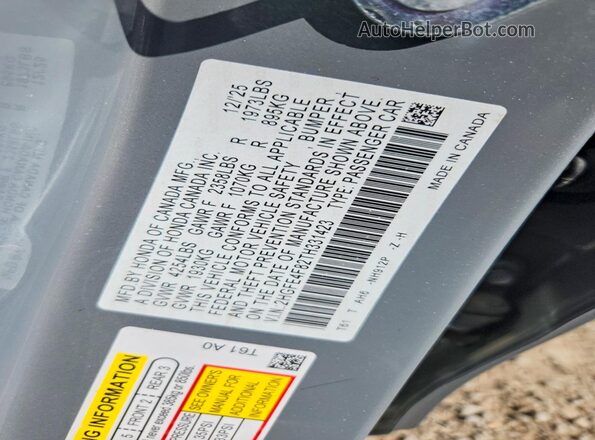 2HGFE4F82TH331423 2026 HONDA CIVIC Gray Vista del compartimento del motor