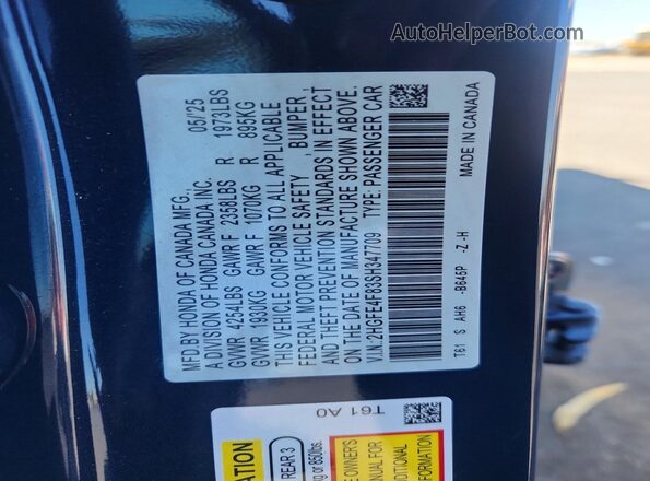 2HGFE4F83SH347709 2025 HONDA CIVIC Blue Engine compartment view