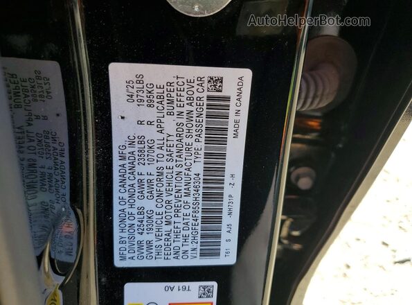 2HGFE4F85SH346304 2025 HONDA CIVIC Черный Вид подкапотного пространства