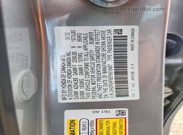 2HGFE4F85TH315457 2026 HONDA CIVIC Gray Vista del compartimento del motor