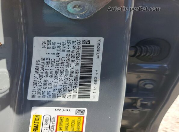 2HGFE4F86TH343316 2026 HONDA CIVIC Серый Вид подкапотного пространства