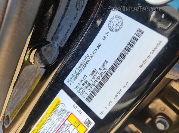 2HGFE4F87SH003025 2025 HONDA CIVIC Black ძრავის განყოფილების ხედი