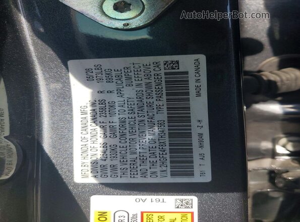 2HGFE4F8XTH347563 2026 HONDA CIVIC Black Widok naklejki z numerem VIN