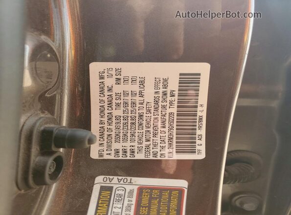 2HKRM3H79GH502209 2016 HONDA CR-V Gray Вид наклейки з VIN-кодом