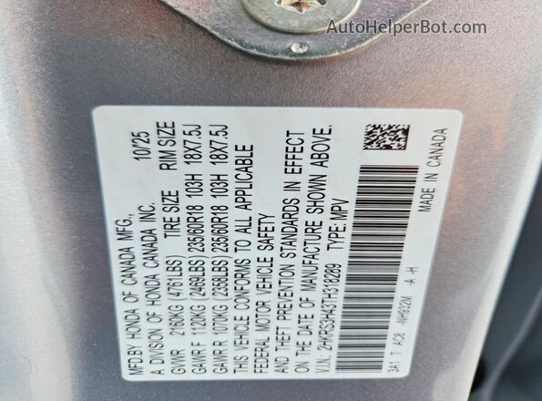 2HKRS3H43TH318289 2026 HONDA CR-V Silver Vista del compartimento del motor