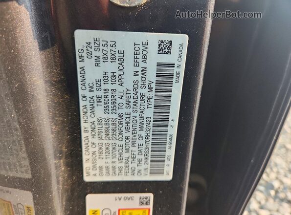 2HKRS3H70RH327423 2024 HONDA CR-V Blue Вид наклейки з VIN-кодом