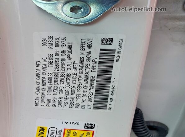 2HKRS3H74SH304555 2025 HONDA CR-V White Widok naklejki z numerem VIN