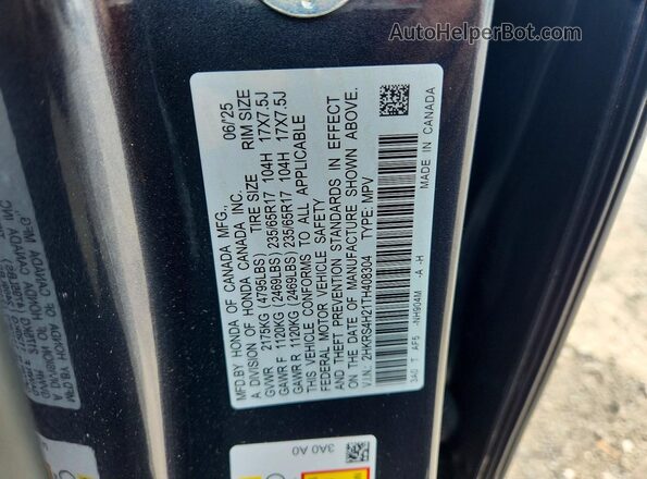 2HKRS4H21TH408304 2026 HONDA CR-V Gray VIN კოდის სტიკერის ხედი