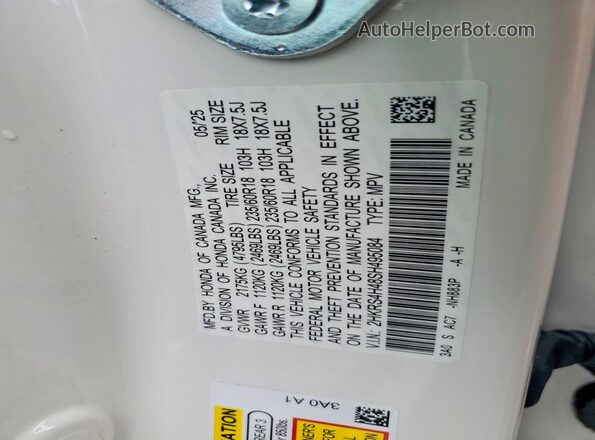 2HKRS4H48SH495084 2025 HONDA CR-V White Вид наклейки з VIN-кодом