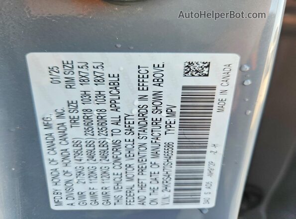 2HKRS4H70SH465586 2025 HONDA CR-V Серый Вид наклейки с VIN-кодом