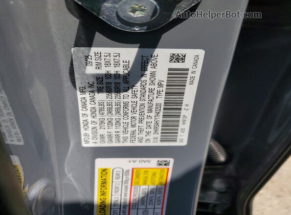 2HKRS4H71TH432520 2026 HONDA CR-V Silver VIN კოდის სტიკერის ხედი