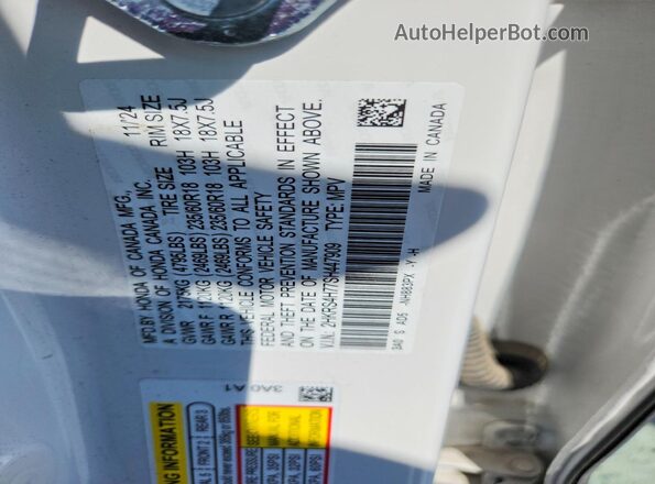 2HKRS4H77SH447909 2025 HONDA CR-V White Widok naklejki z numerem VIN