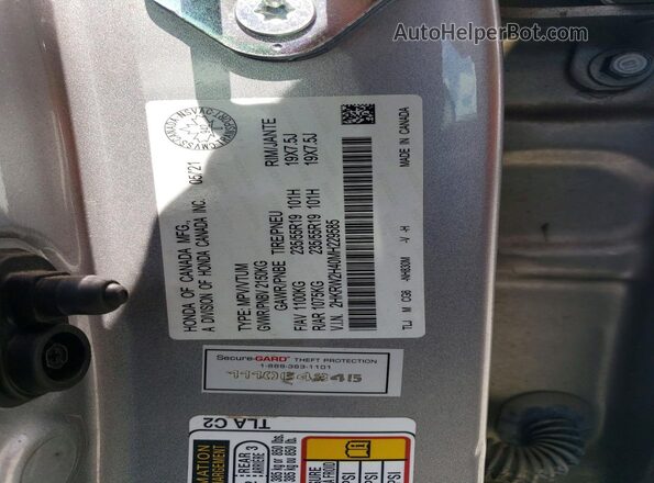 2HKRW2H40MH229585 2021 HONDA CR-V Silver VIN sticker view