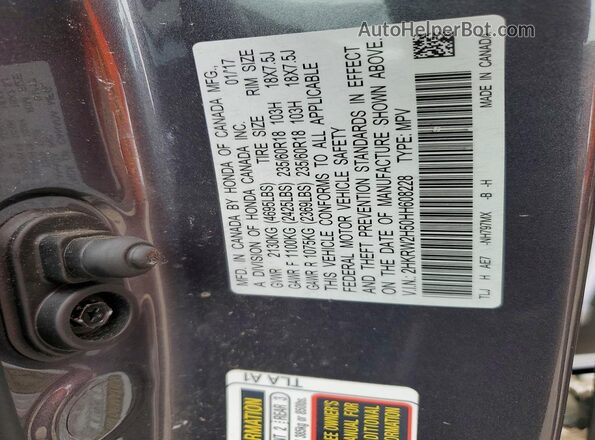 2HKRW2H50HH608228 2017 HONDA CR-V Gray Vista de la etiqueta del VIN
