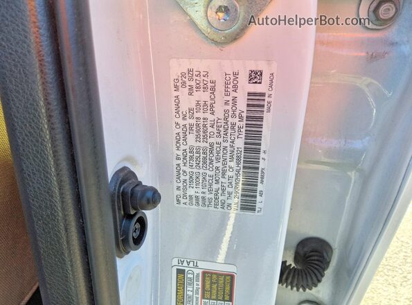 2HKRW2H54LH688321 2020 HONDA CR-V White Вид наклейки з VIN-кодом
