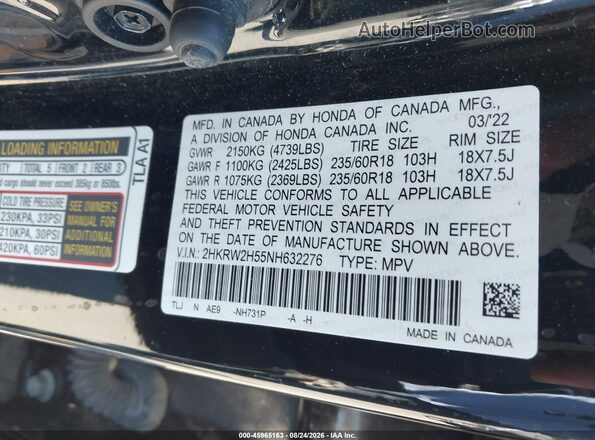 2HKRW2H55NH632276 2022 HONDA CR-V Black Widok komory silnika