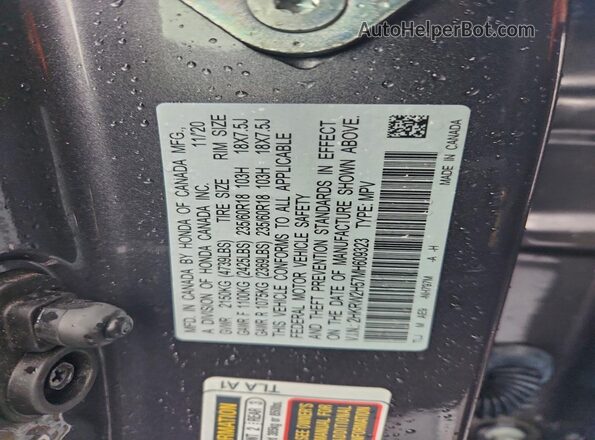2HKRW2H57MH609323 2021 HONDA CR-V Gray Vista de la etiqueta del VIN