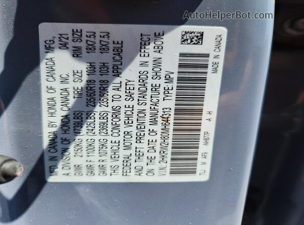 2HKRW2H80MH644313 2021 HONDA CR-V Gray Панорамний вид салону 360°