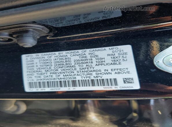 2HKRW2H87MH623538 2021 HONDA CR-V Black Вид наклейки з VIN-кодом