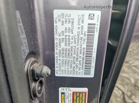 2HKRW2H88LH669166 2020 HONDA CR-V Gray Vista del compartimento del motor