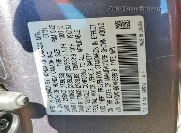 2HKRW2H97MH668519 2021 HONDA CR-V Серый Вид наклейки с VIN-кодом