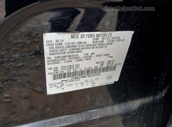 2LMHJ5NK7KBL04256 2019 LINCOLN MKT Black VIN sticker view