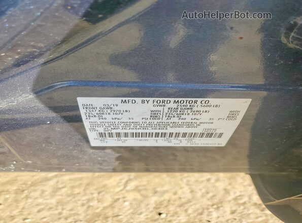 2LMPJ6J95KBL36403 2019 LINCOLN NAUTILUS Blue VIN sticker view