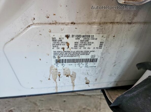 2LMPJ6JR6HBL40775 2017 LINCOLN MKX White VIN კოდის სტიკერის ხედი