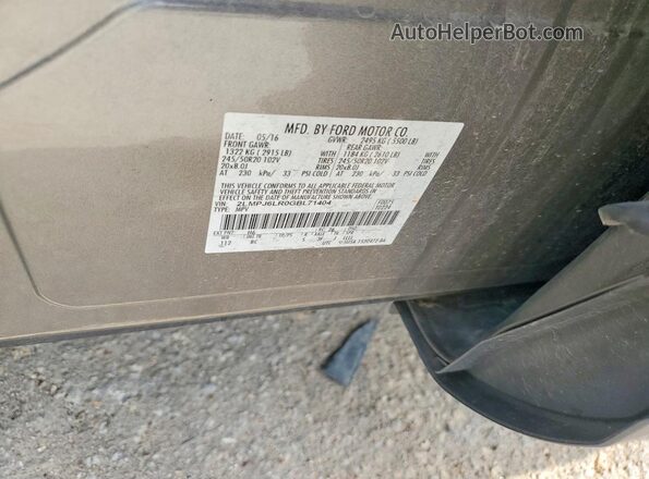 2LMPJ6LR0GBL71404 2016 LINCOLN MKX Tan Engine compartment view