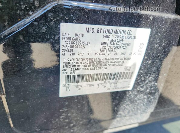 2LMPJ6LR1JBL39858 2018 LINCOLN MKX Black 360 interior view