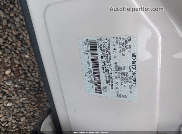 2LMPJ6LR8GBL64040 2016 LINCOLN MKX White Engine compartment view