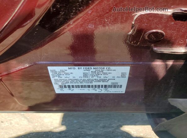 2LMPJ8J93LBL13649 2020 LINCOLN NAUTILUS Maroon VIN კოდის სტიკერის ხედი