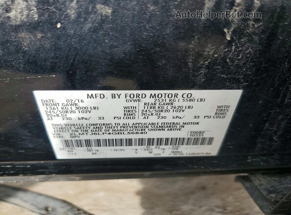 2LMTJ6LP4GBL56840 2016 LINCOLN MKX Black VIN sticker view