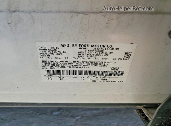 2LMTJ8LPXGBL49712 2016 LINCOLN MKX White 360 interior view