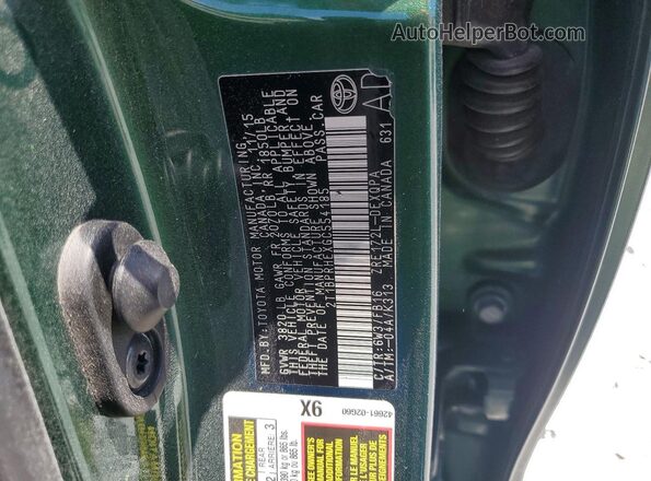 2T1BPRHEXGC554185 2016 TOYOTA COROLLA Green Engine compartment view