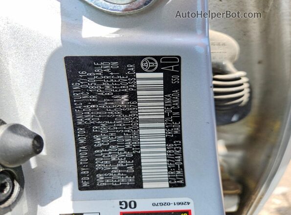 2T1BURHE0GC590976 2016 TOYOTA COROLLA Gray Engine compartment view