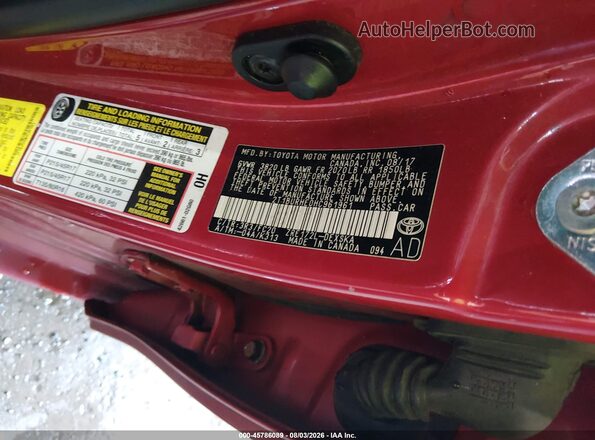 2T1BURHE0HC961961 2017 TOYOTA COROLLA Red Engine compartment view