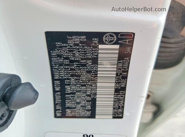 2T1BURHE0JC117960 2018 TOYOTA COROLLA White Շարժիչի բաժամունքի տեսք