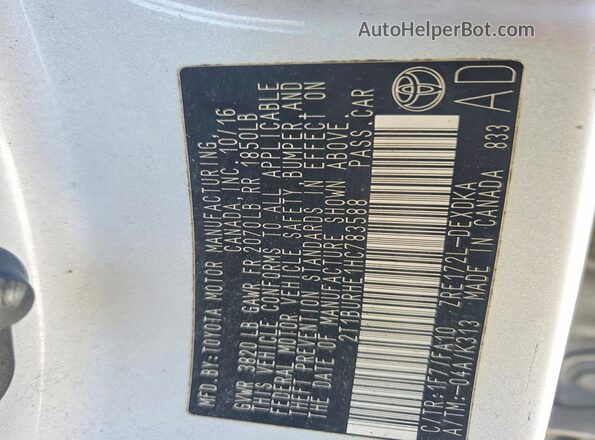 2T1BURHE1HC783588 2017 TOYOTA COROLLA Silver ძრავის განყოფილების ხედი