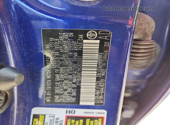 2T1BURHE1HC802091 2017 TOYOTA COROLLA Blue Engine compartment view