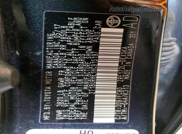 2T1BURHE1HC915197 2017 TOYOTA COROLLA Black ძრავის განყოფილების ხედი