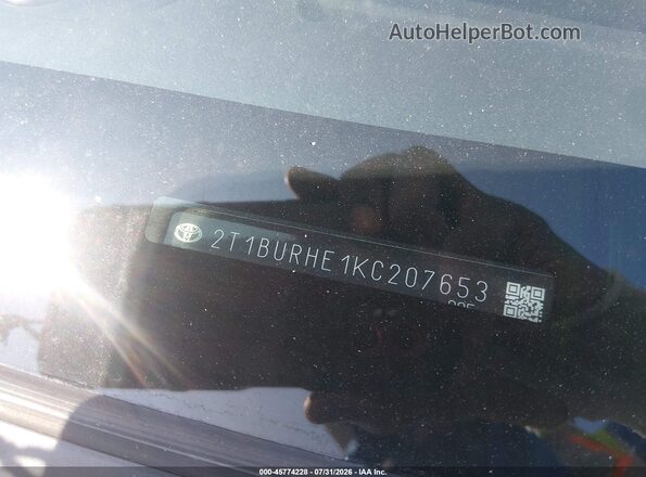2T1BURHE1KC207653 2019 TOYOTA COROLLA Синий 