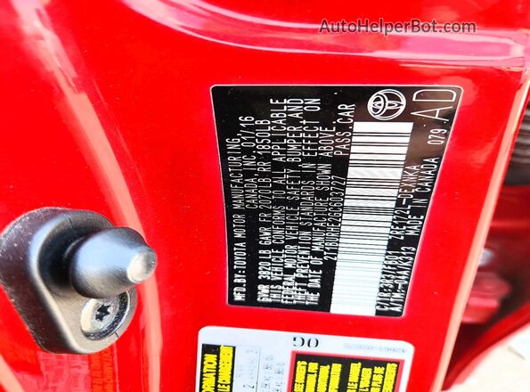 2T1BURHE2GC603727 2016 TOYOTA COROLLA Red Շարժիչի բաժամունքի տեսք
