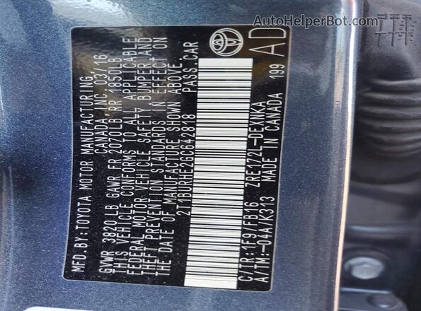 2T1BURHE2GC642818 2016 TOYOTA COROLLA Gray Շարժիչի բաժամունքի տեսք