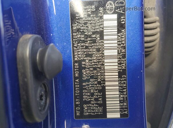 2T1BURHE2GC720093 2016 TOYOTA COROLLA Синий Вид подкапотного пространства
