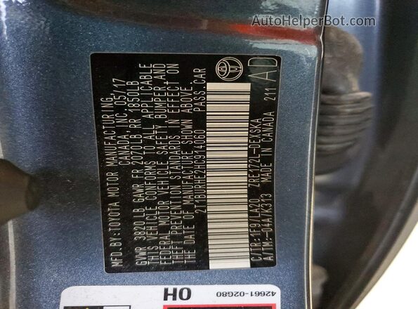 2T1BURHE2HC914060 2017 TOYOTA COROLLA Gray Engine compartment view