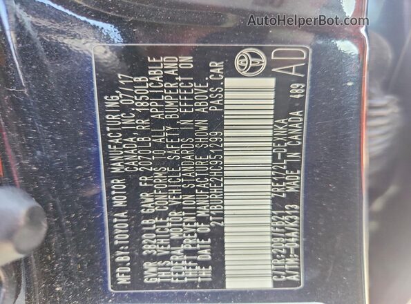 2T1BURHE2HC951299 2017 TOYOTA COROLLA Черный Вид подкапотного пространства